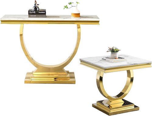 Marble console table set - console,
