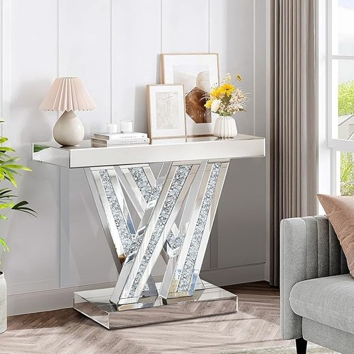 Silver modern console table - modern,