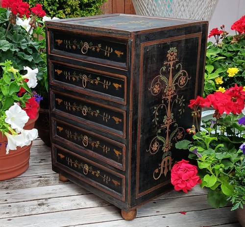 European tole vtg black gold - european,