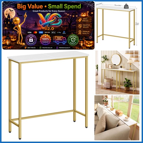 White and gold narrow console - narrow,