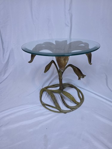 Gilt lily side table glass - gilt, w