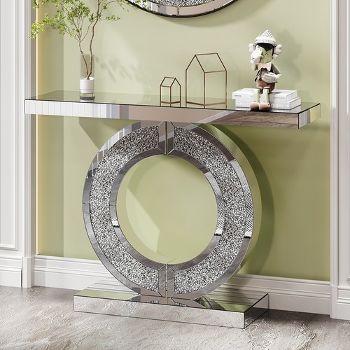 Shaped mirror console table - o,