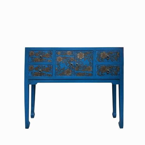 Blue lacquer golden flower - blue,