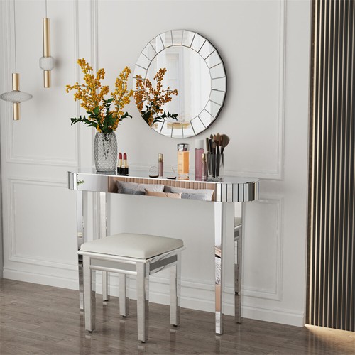 Silver mirrored console table - silver,