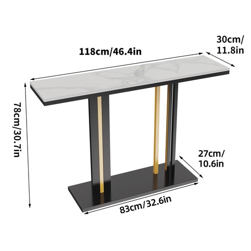 Modern gold console table - console, 47"