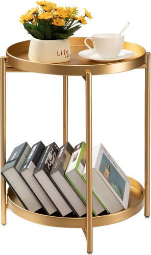 Tier gold side table - 2-tier,