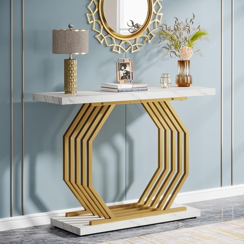 Gold console table faux - gold, table,