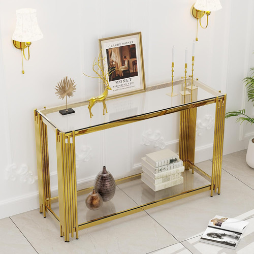 Gold glass console - glass, for