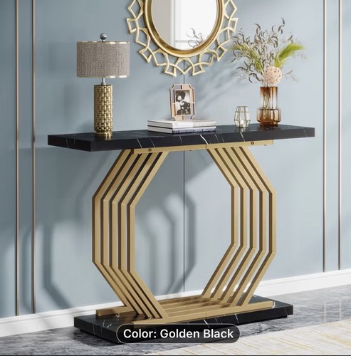 Gold console table faux - gold, table,